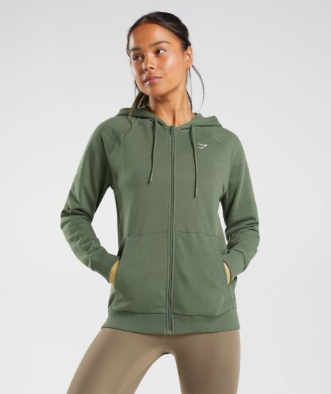 Women's Gymshark Training Zip Hoodie Olive | CA 35DN80